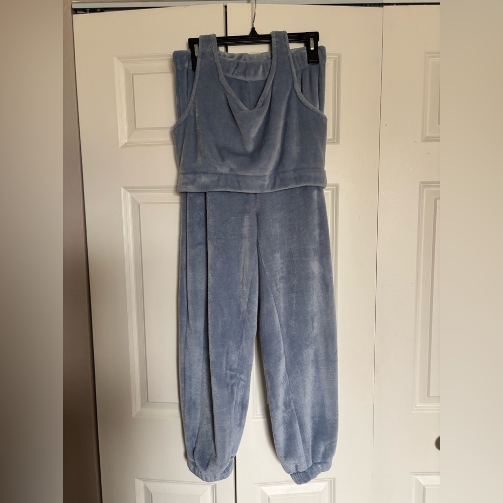 Cozy Plush Sleeveless two piece in Light Blue
